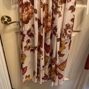 Sheer fall print dress with gorgeous sheer sleeves!